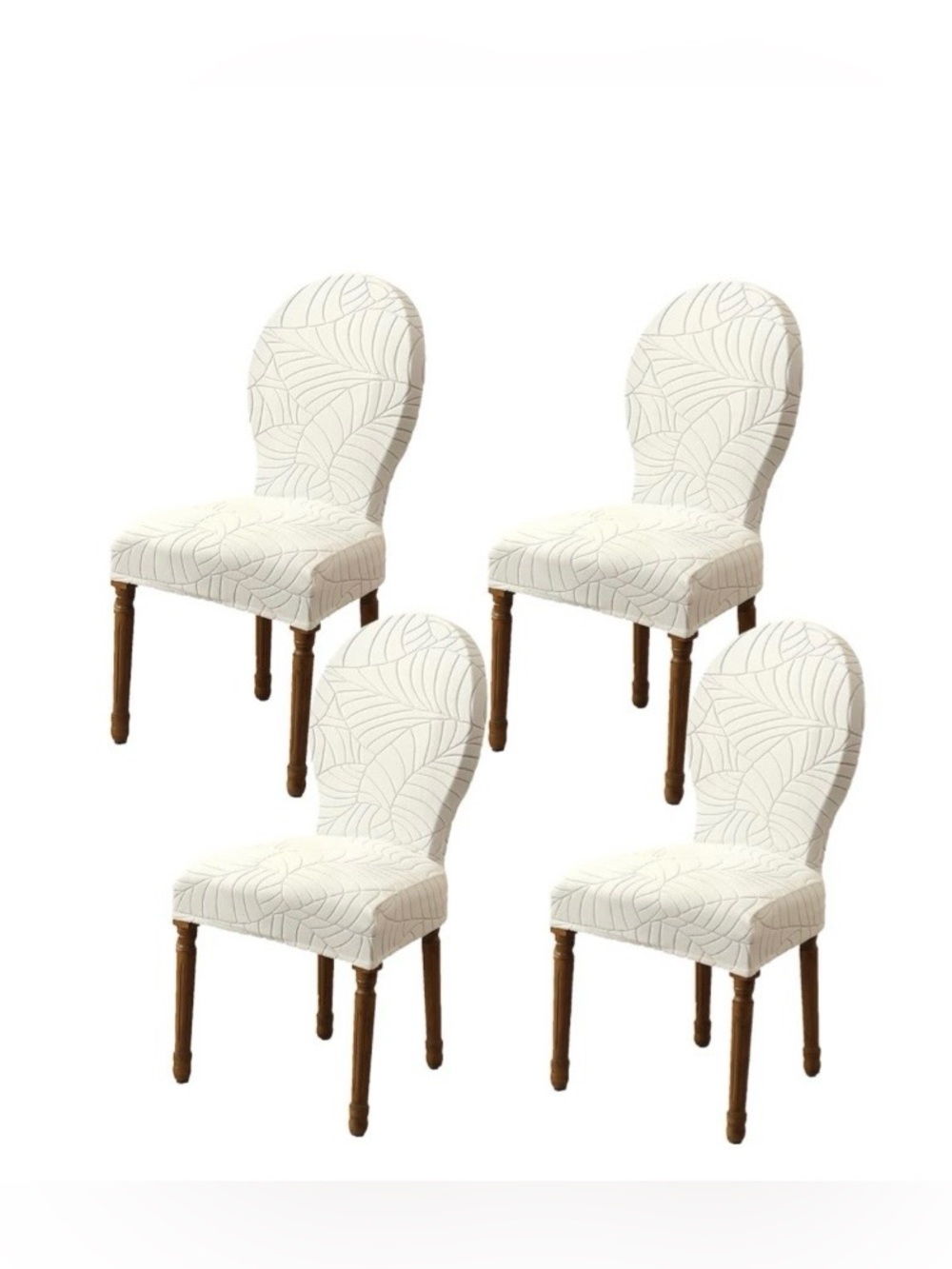 French Country Round Dining Chair Covers Wrinkle-Free Washable (4-pack) WHITE